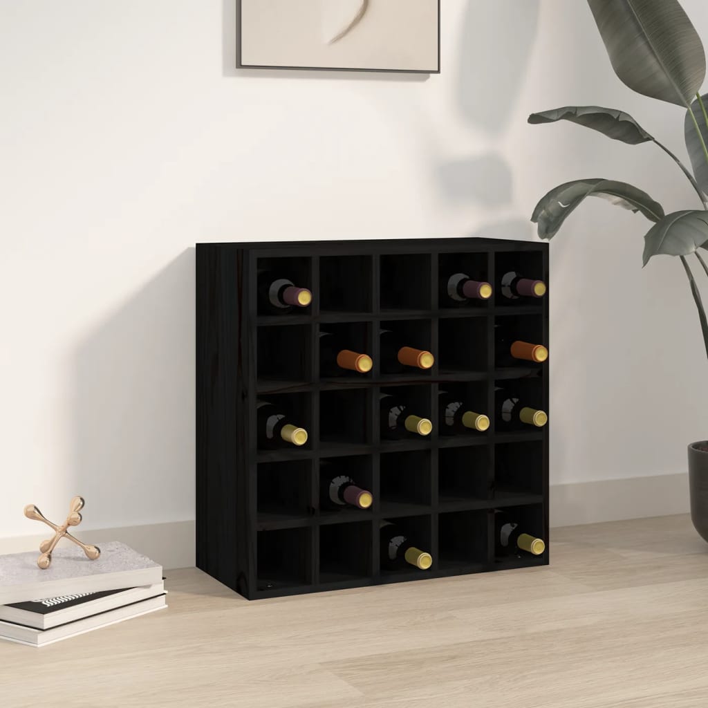 vidaXL Dulap de vinuri, negru, 56x25x56 cm, lemn masiv de pin