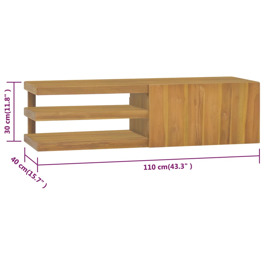 vidaXL Dulap pentru baie de perete, 110x40x30 cm, lemn masiv de tec