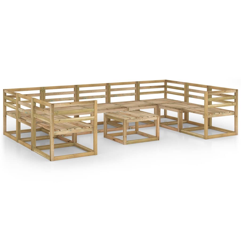 vidaXL Set mobilier de grădină, 10 piese, lemn de pin verde tratat