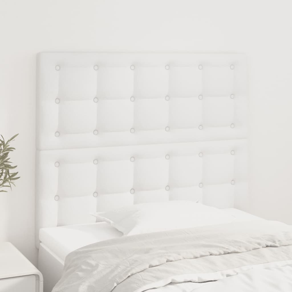 vidaXL Tăblii de pat, 2 buc, alb, 80x5x78/88 cm, piele ecologică