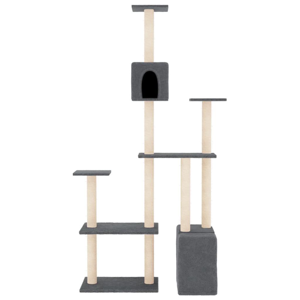 vidaXL Ansamblu de pisici, stâlpi din funie sisal, gri închis, 180 cm