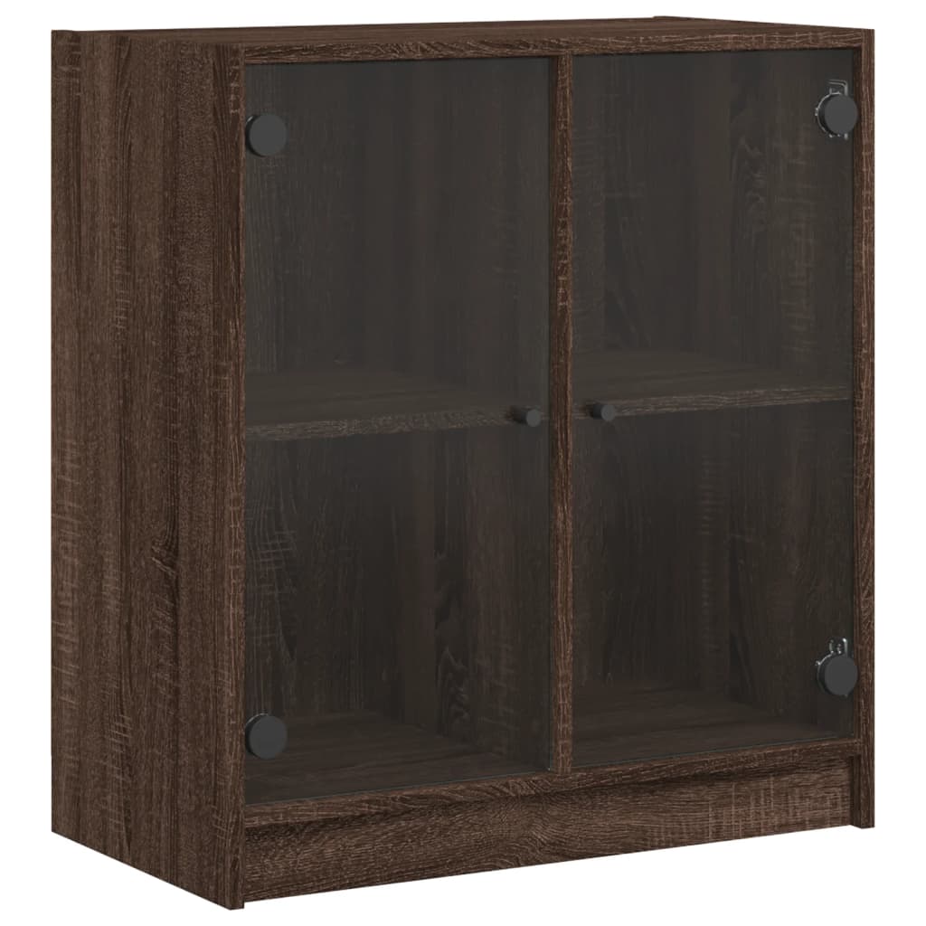 vidaXL Dulap lateral cu uși din sticlă, stejar maro, 68x37x75,5 cm