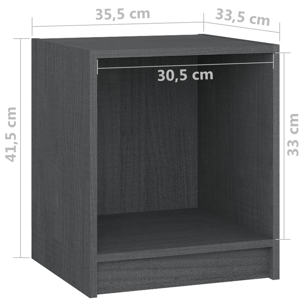 vidaXL Noptieră, gri, 35,5x33,5x41,5 cm, lemn masiv de pin
