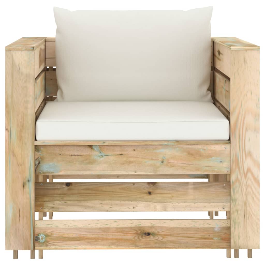 vidaXL Set mobilier de grădină cu perne, 2 piese, lemn verde tratat