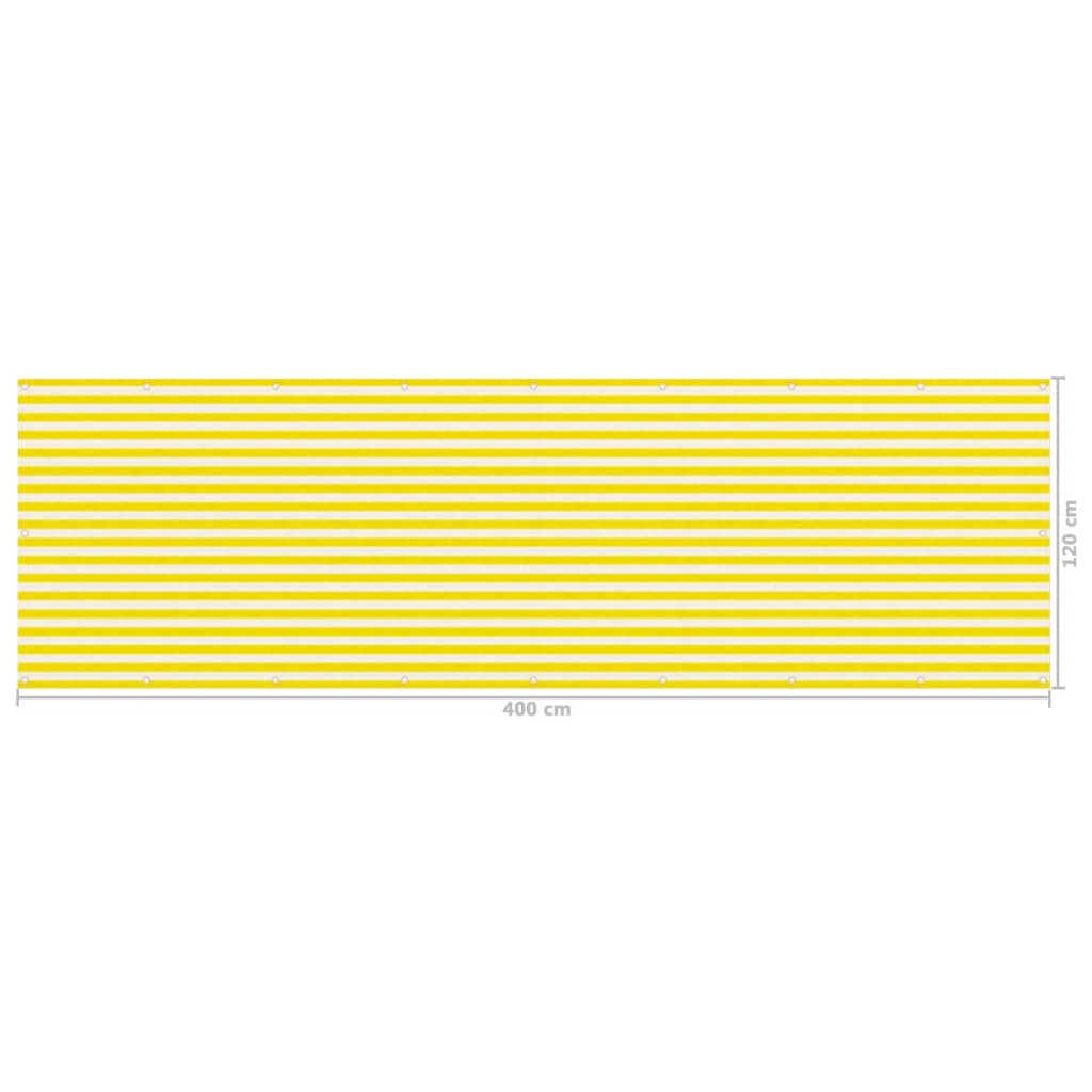 vidaXL Paravan de balcon, galben și alb, 120x400 cm, HDPE