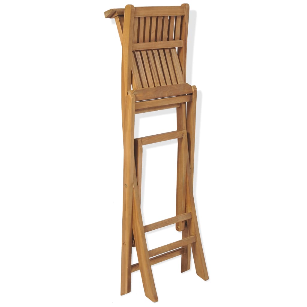 vidaXL Set de bar cu scaune pliabile, 3 piese, lemn masiv de tec