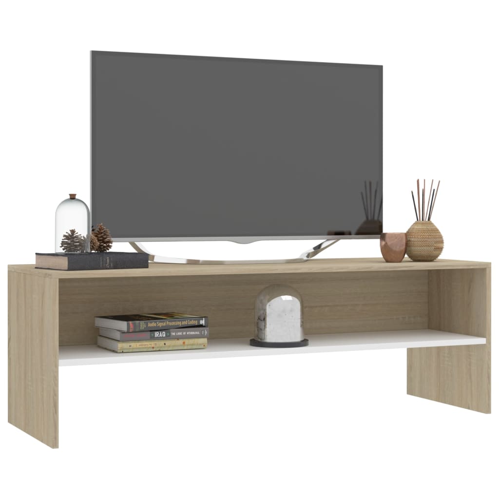 vidaXL Comodă TV, alb și stejar sonoma, 120 x 40 x 40 cm, PAL