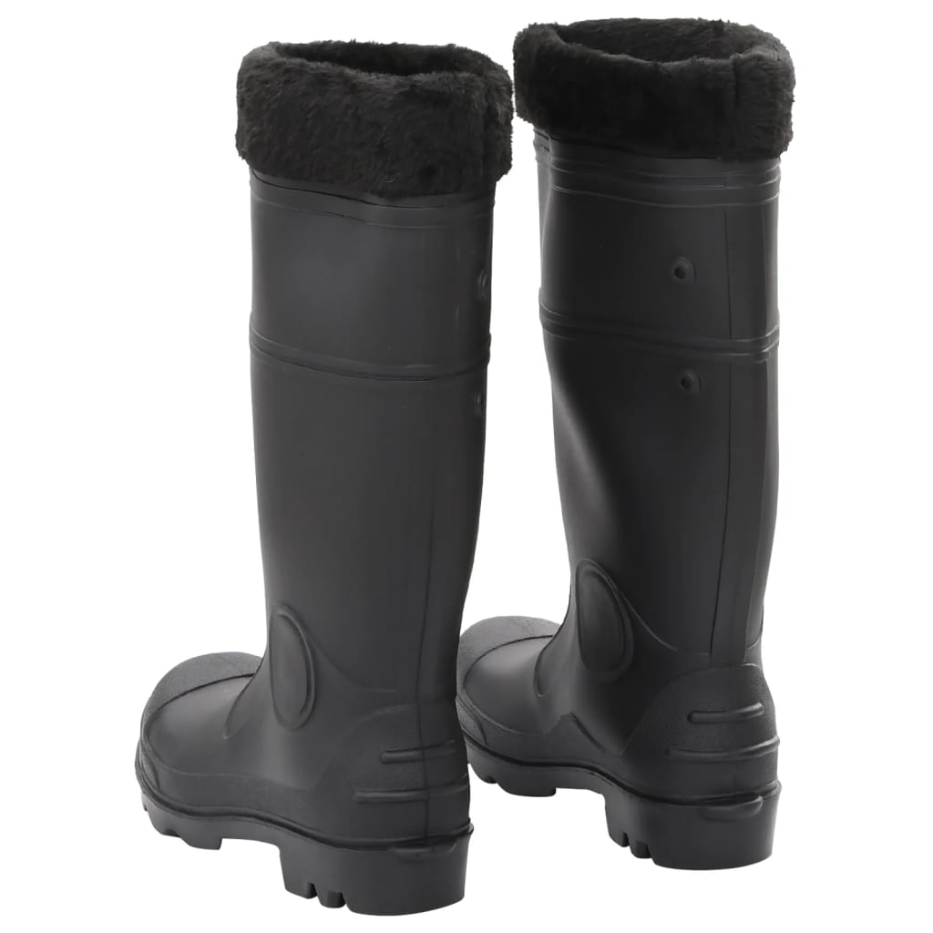 vidaXL Cizme de ploaie cu șosete detașabile, negru, mărime 38, PVC