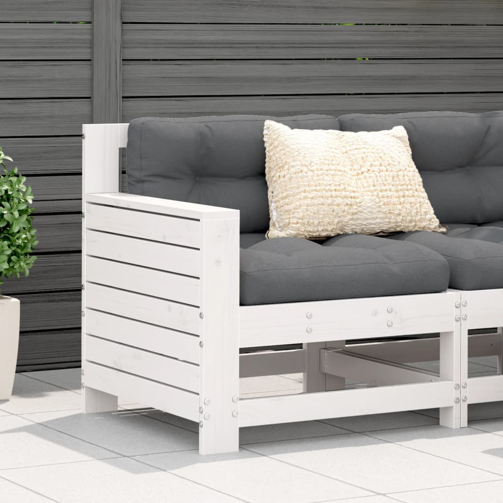 vidaXL Canapea cu cotieră de grădină, alb, 69x62x70,5cm lemn masiv pin