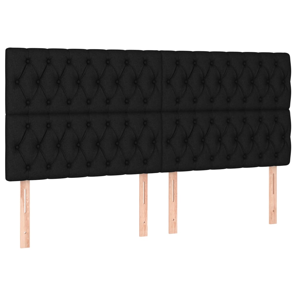 vidaXL Tăblie de pat cu LED, negru, 180x7x118/128 cm, textil
