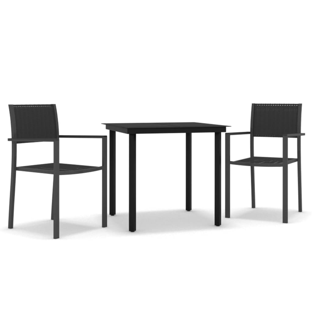 vidaXL Set de mobilier de grădină, 3 piese, negru