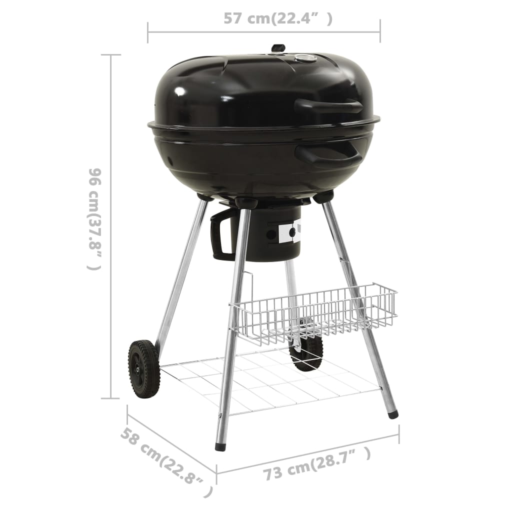 vidaXL Grătar barbecue pe cărbuni cu recipient, 73x58x96 cm, oțel