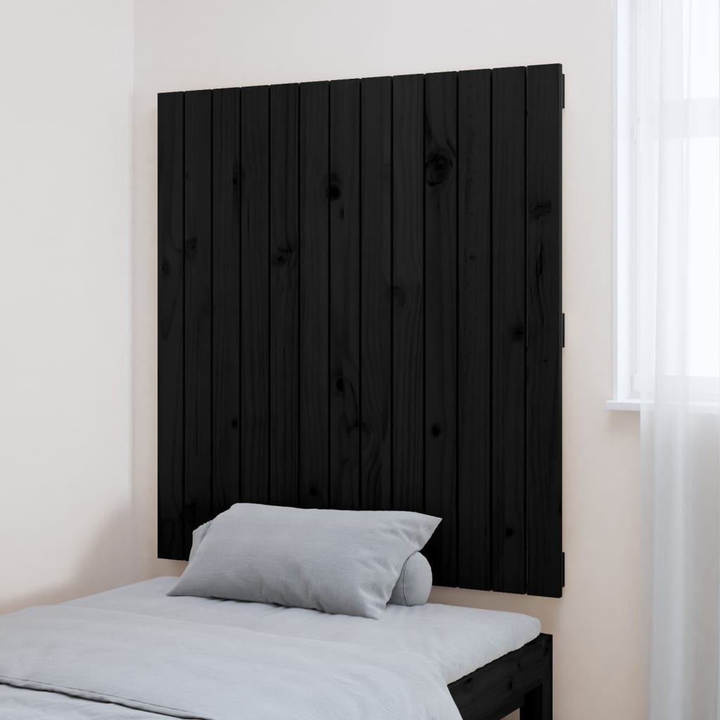 vidaXL Tăblie de pat pentru perete, negru, 82,5x3x90 cm lemn masiv pin