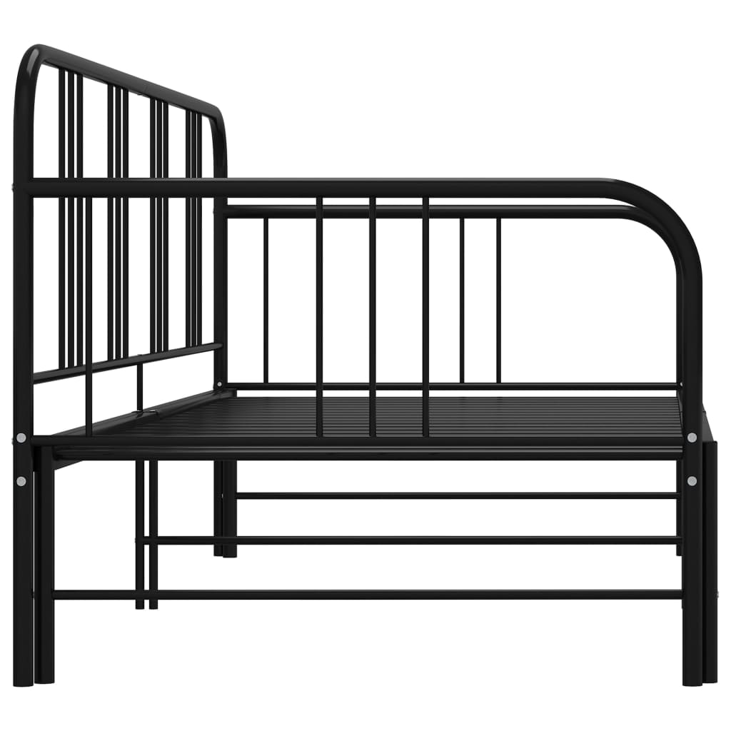 vidaXL Cadru pat canapea extensibilă, negru, 90 x 200 cm, metal