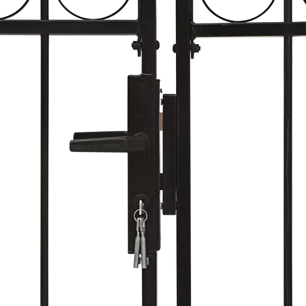 vidaXL Poartă de gard dublă cu arcadă, negru, 300 x 175 cm, oțel