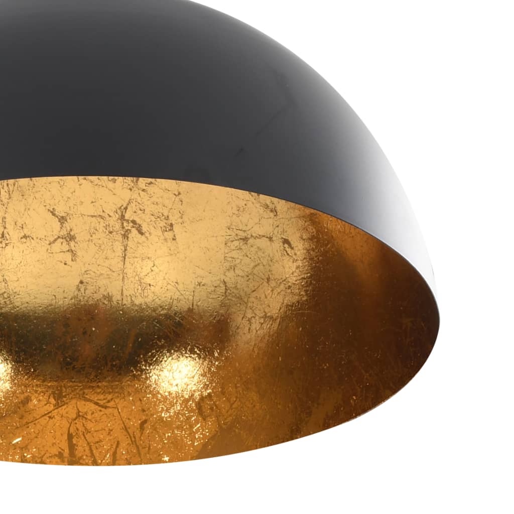 vidaXL Lustre, 2 buc., negru și auriu, semisferic, E27