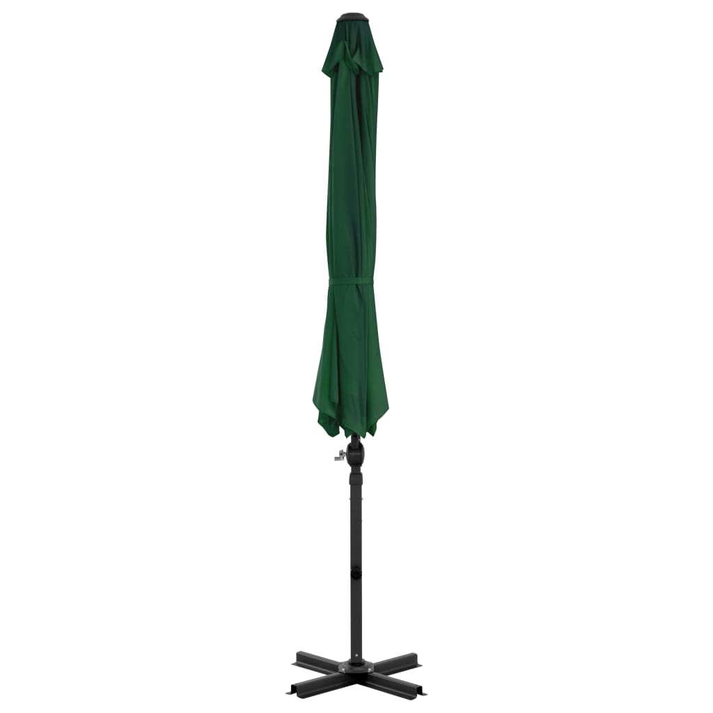 vidaXL Umbrelă suspendată cu stâlp din aluminiu, verde, 300 cm