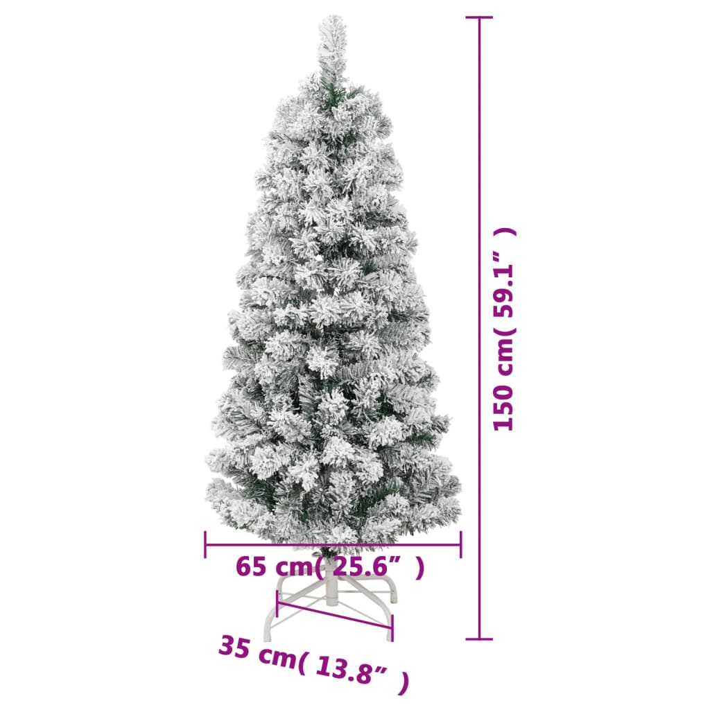 vidaXL Brad de Crăciun artificial articulat 150 LED-uri/zăpadă, 150 cm