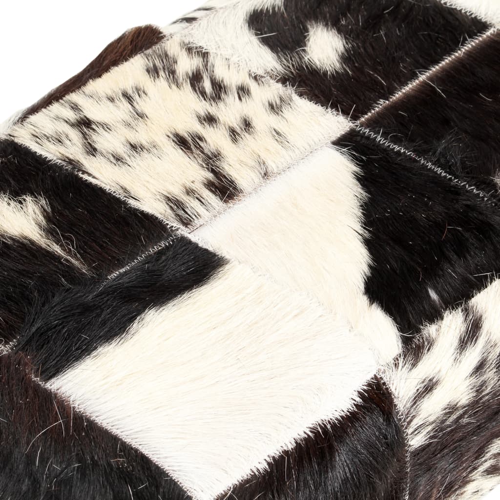 vidaXL Bancă, negru, 110 cm, piele naturală de capră, model petice