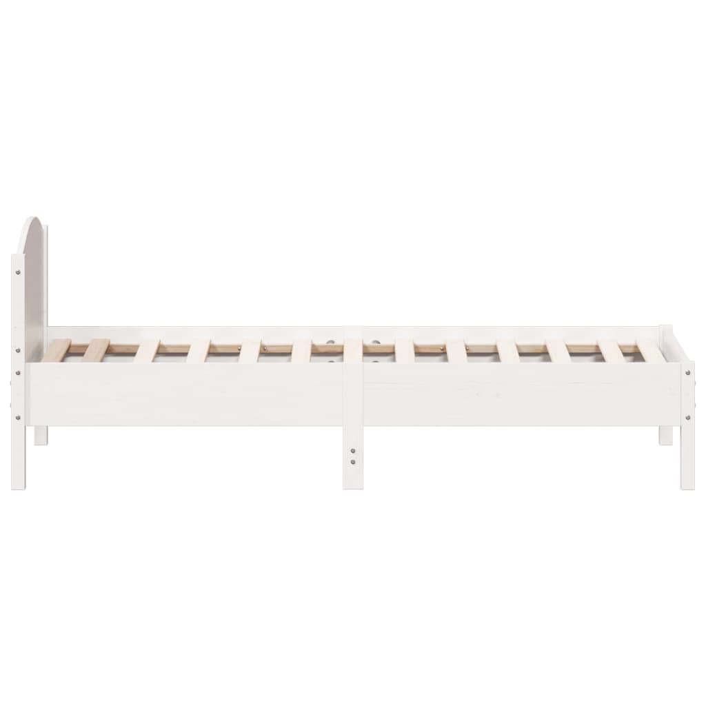 vidaXL Cadru de pat cu tăblie, alb, 90x190 cm, lemn masiv pin