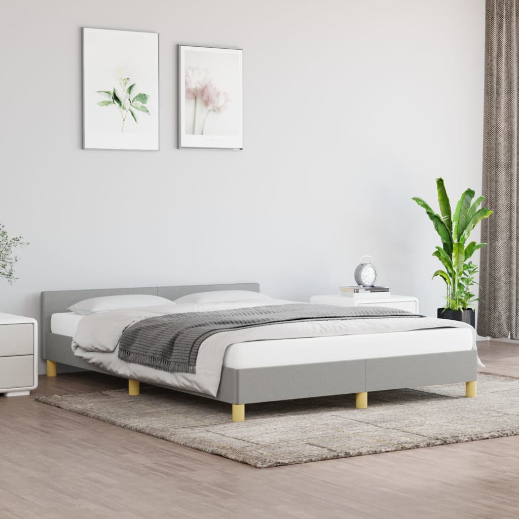 vidaXL Cadru de pat cu tăblie, gri deschis, 140x190 cm, textil