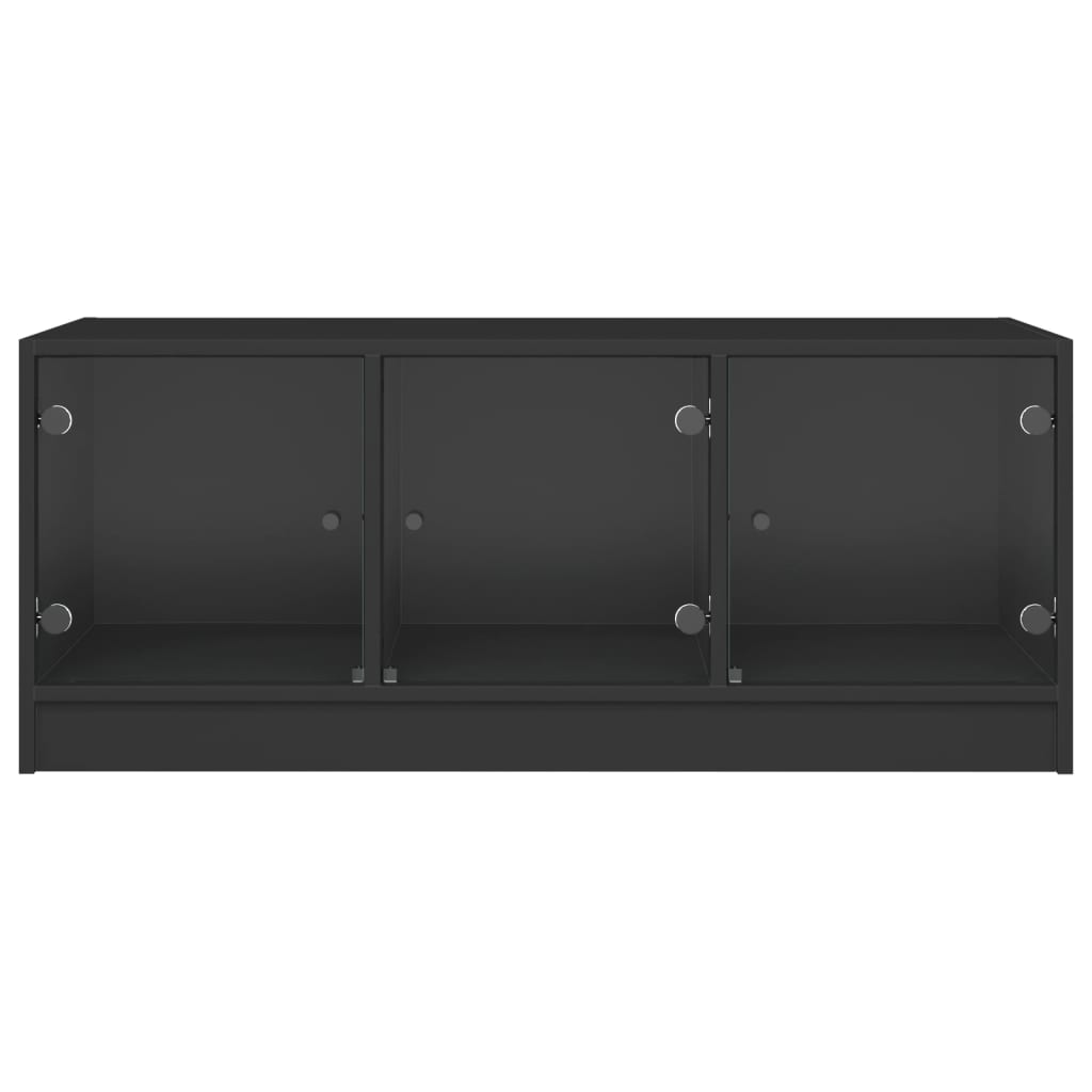 vidaXL Măsuță de cafea cu uși din sticlă, negru, 102x50x42 cm