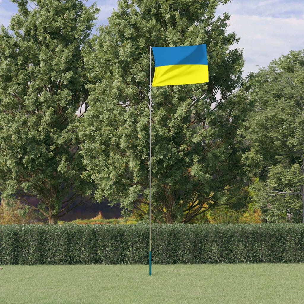 vidaXL Steag Ucraina cu stâlp din aluminiu, 5,55 m