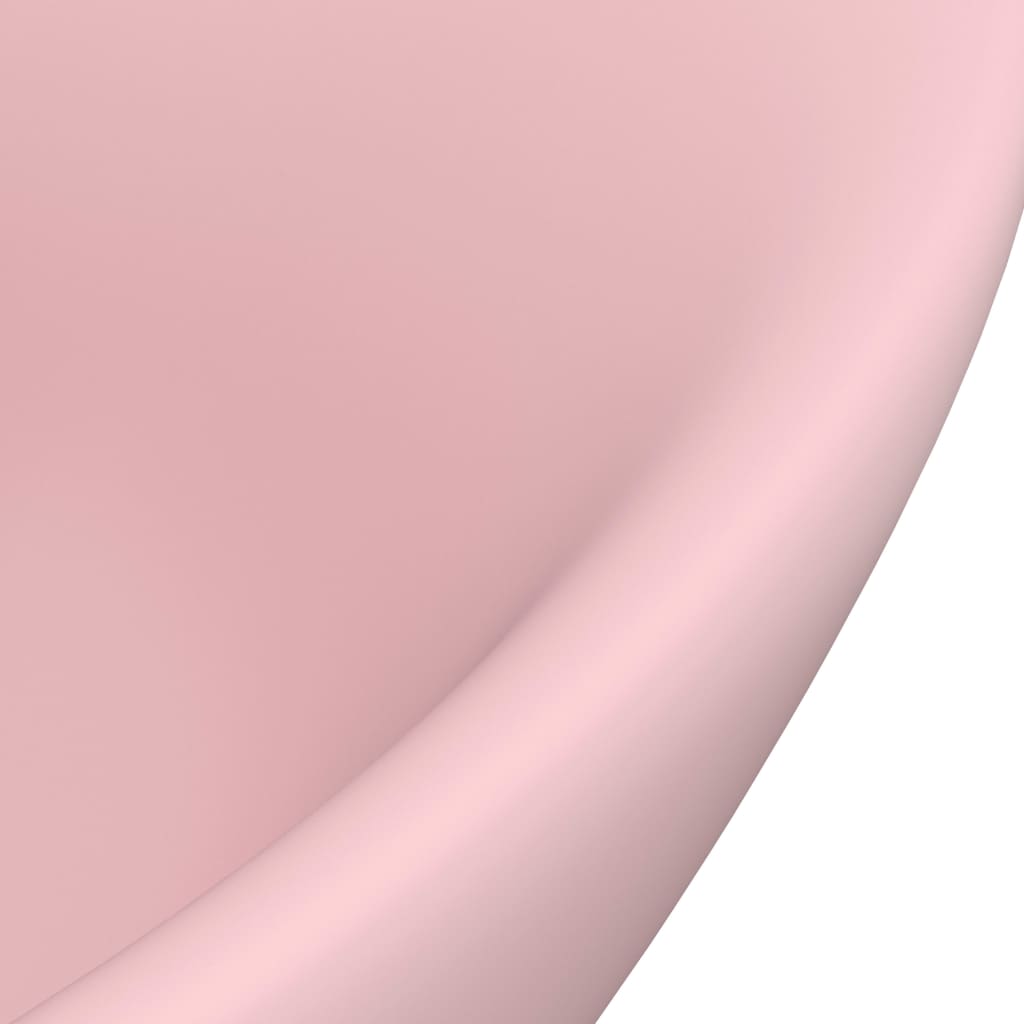 vidaXL Chiuvetă lux cu preaplin, roz mat, 58,5x39 cm ceramică, oval