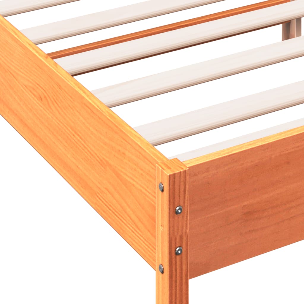 vidaXL Cadru de pat cu tăblie, maro ceruit, 200x200 cm, lemn masiv pin