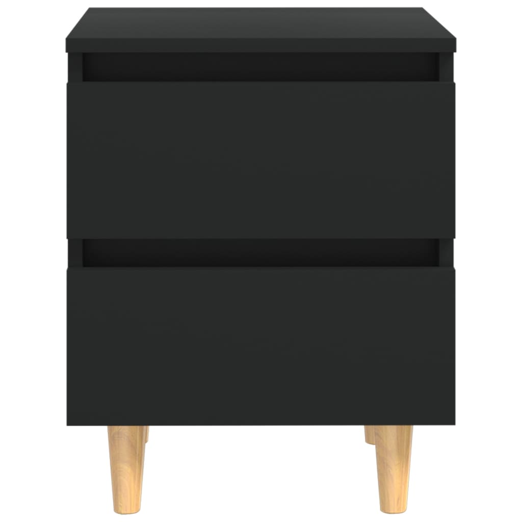 vidaXL Noptiere cu picioare lemn masiv pin, 2 buc., negru, 40x35x50 cm