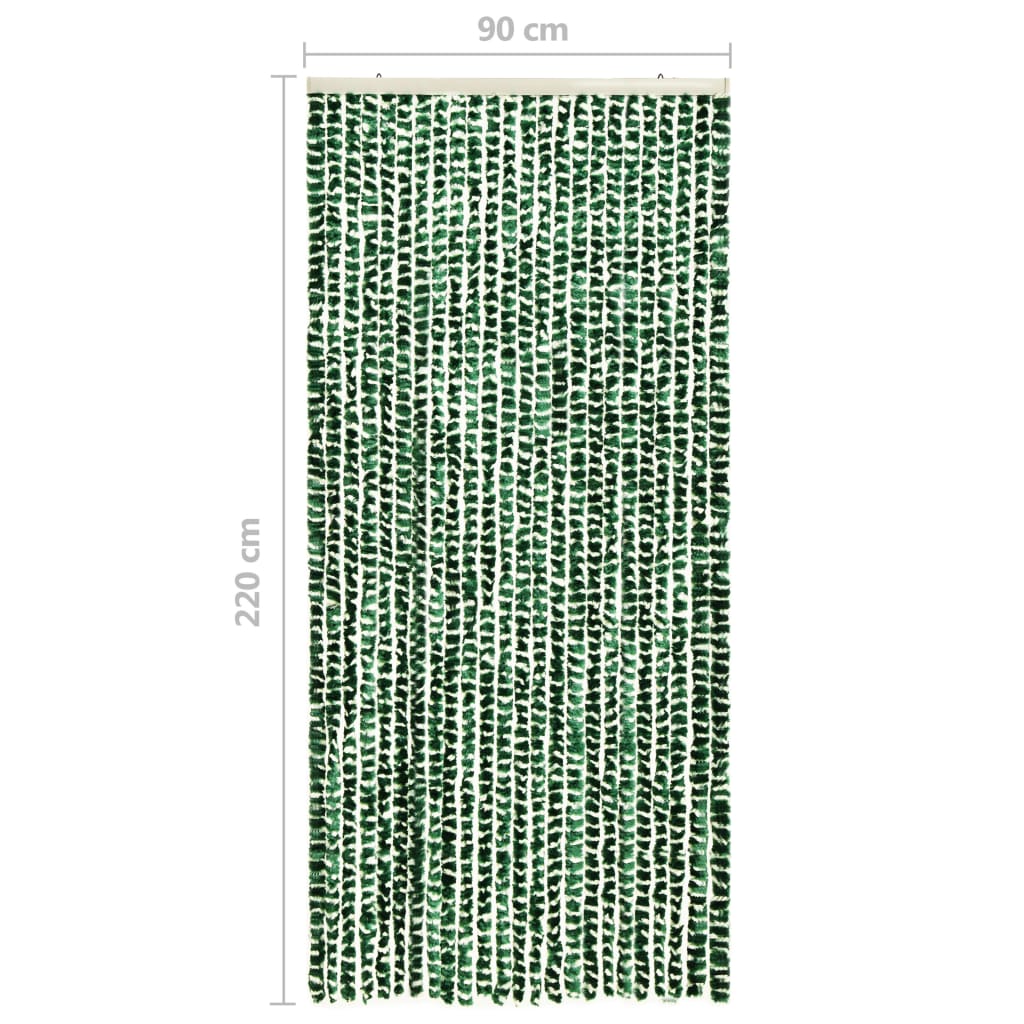 vidaXL Perdea pentru insecte, verde și alb, 90 x 220 cm, chenille