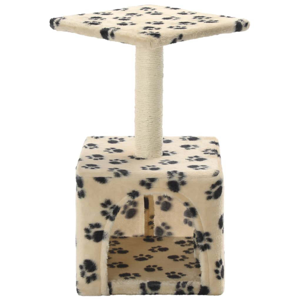 vidaXL Ansamblu pisici, stâlp funie sisal, bej, 55 cm, imprimeu lăbuțe