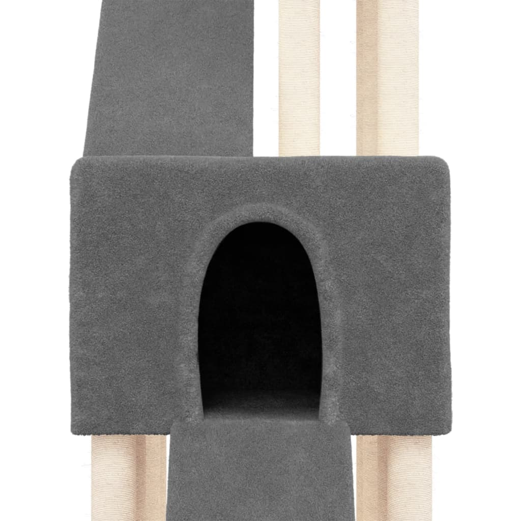 vidaXL Ansamblu de pisici, stâlpi din funie sisal, gri închis, 190 cm