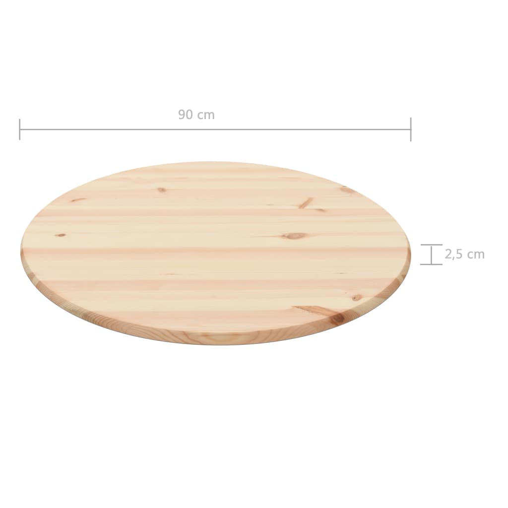vidaXL Blat de masă, natural, 25 mm, 90 cm, lemn de pin, rotund