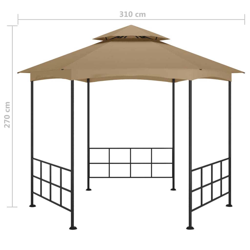 vidaXL Pavilion cu pereți laterali, gri taupe, 3,1x2,7 m