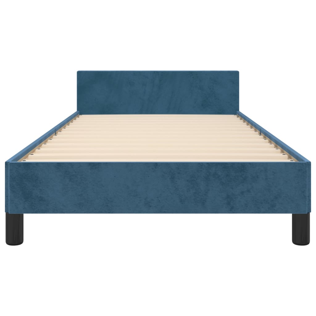 vidaXL Cadru de pat cu tăblie, albastru închis, 90x190 cm, catifea