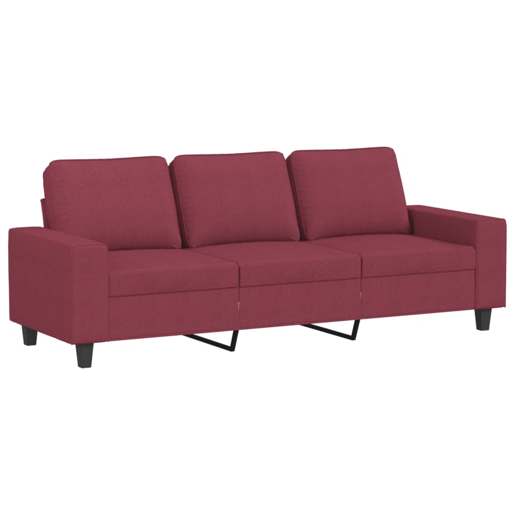 vidaXL Set de canapea, 3 piese, roșu vin, material textil