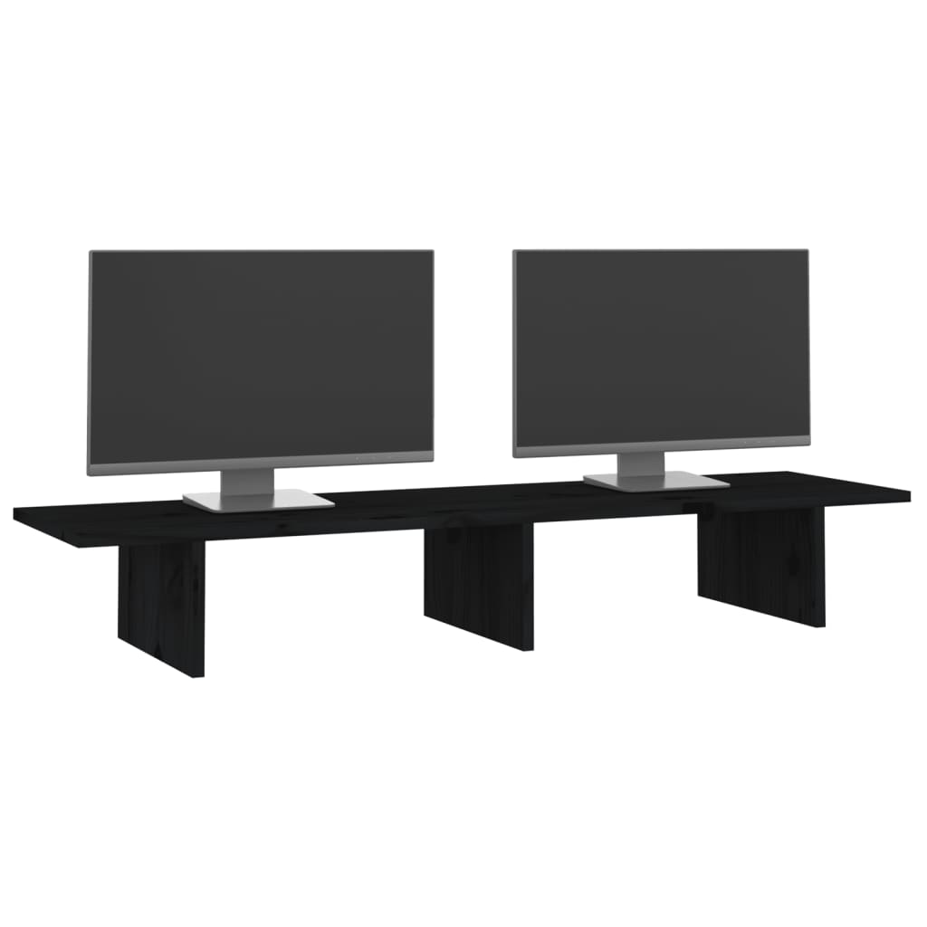 vidaXL Suport pentru monitor, negru, 100x27x15 cm, lemn masiv de pin