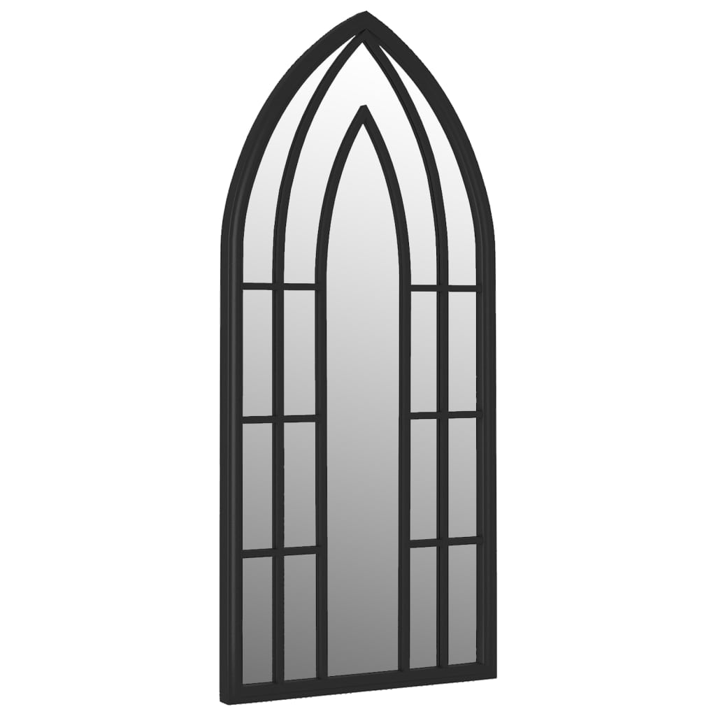vidaXL Oglindă de grădină, negru, 70x30 cm, fier, uz exterior