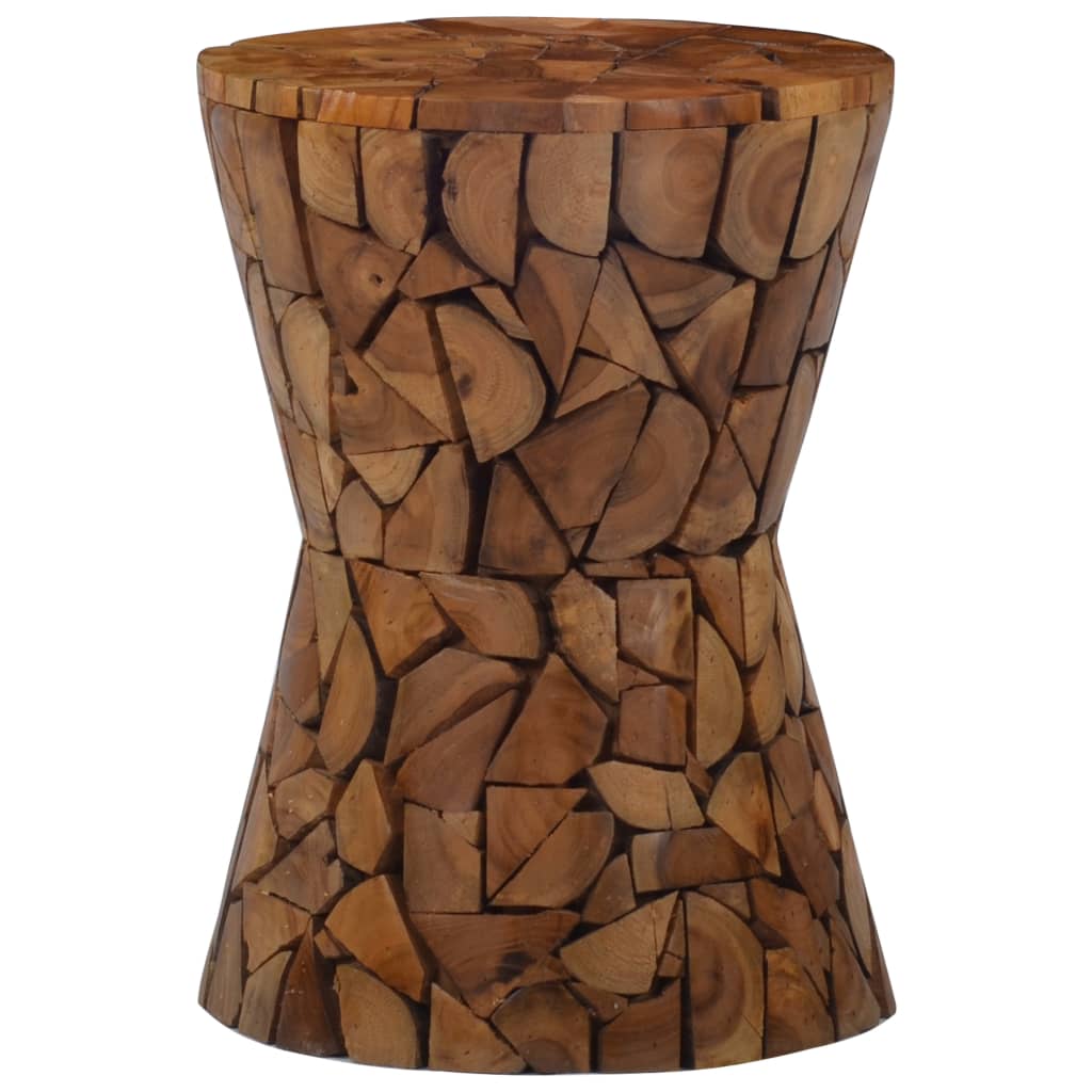 vidaXL Taburet mozaic, maro, lemn masiv de tec
