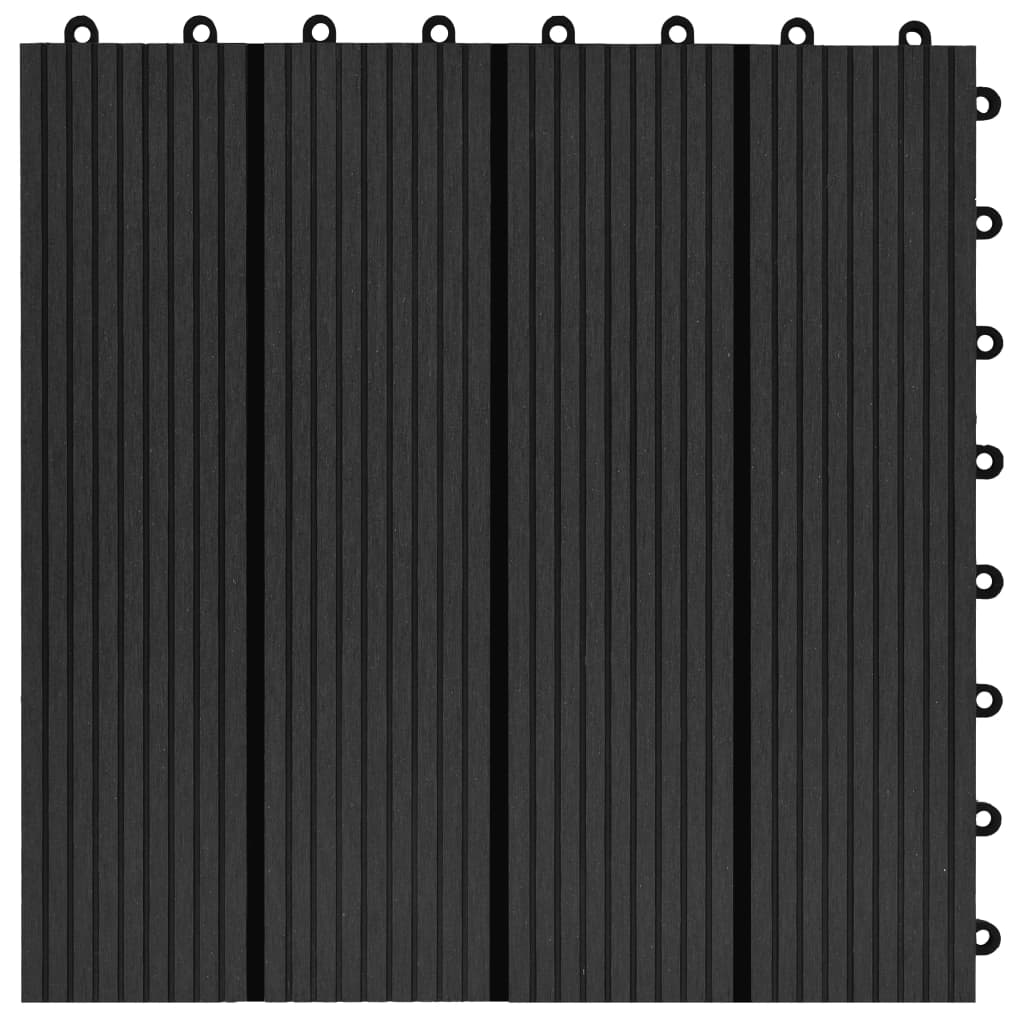 vidaXL Plăci de pardoseală 11 buc, negru, 30 x 30 cm ,WPC, 1 mp