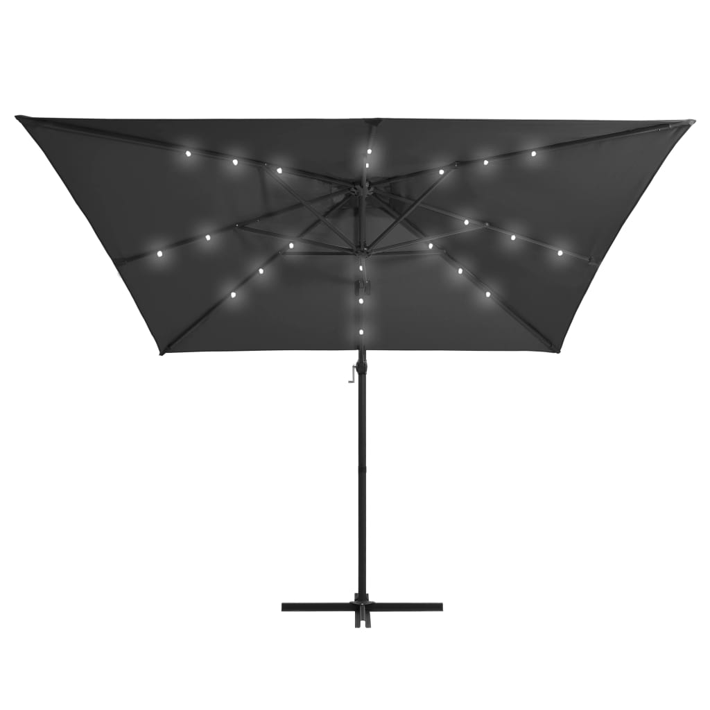 vidaXL Umbrelă suspendată cu LED, stâlp din oțel, antracit, 250x250 cm