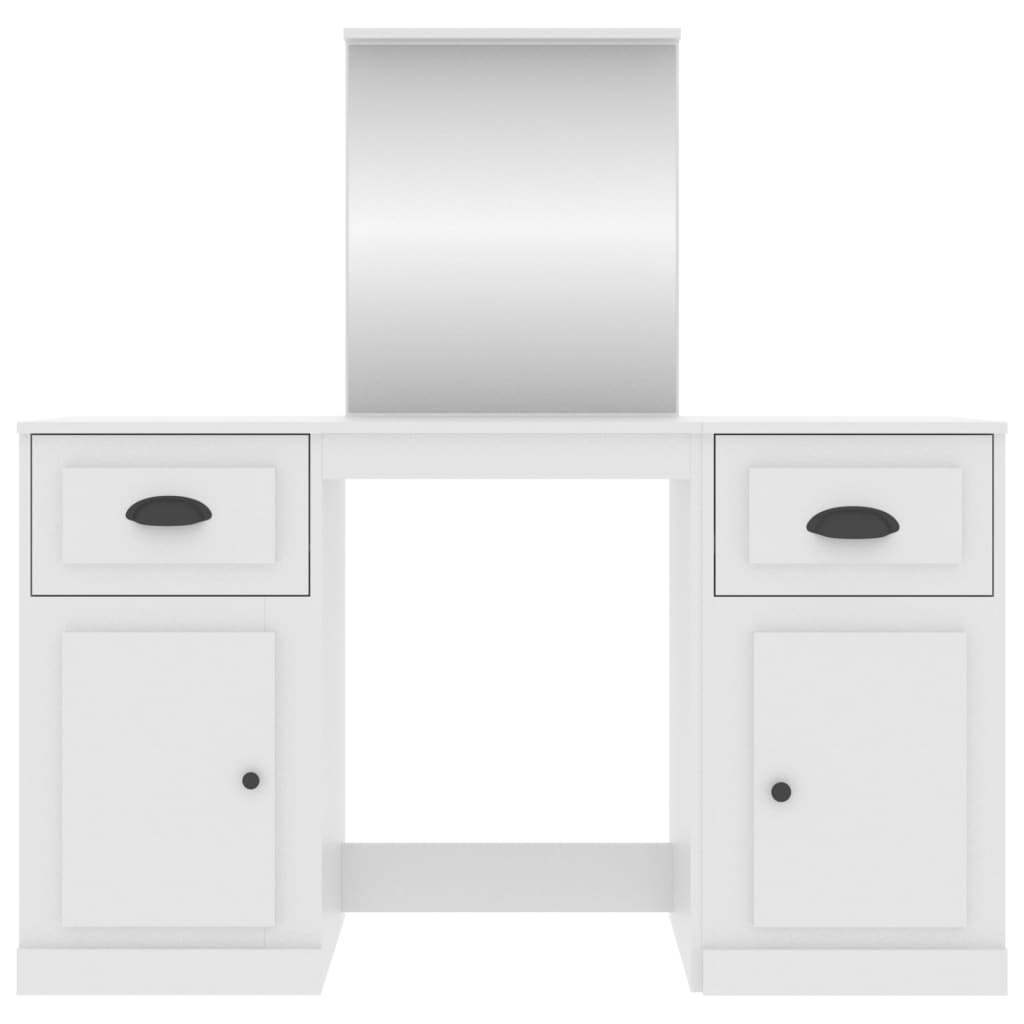 vidaXL Masă de toaletă cu oglindă, alb, 130x50x132,5 cm