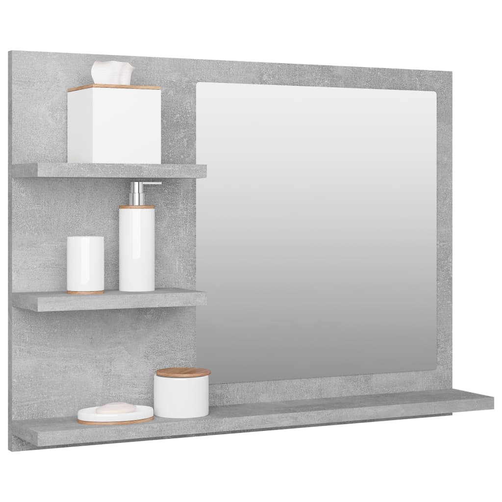 vidaXL Oglindă de baie, gri beton, 60x10,5x45 cm, PAL