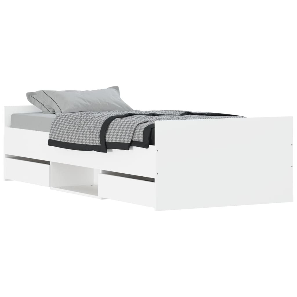 vidaXL Cadru de pat cu tăblie de cap/picioare, alb, 90x190 cm