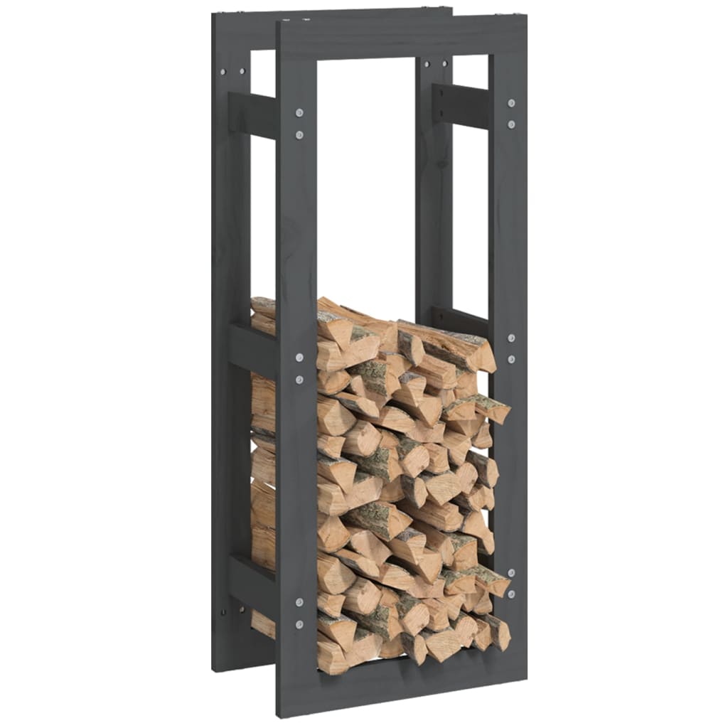 vidaXL Rastel pentru lemne de foc, gri, 41x25x100 cm, lemn masiv pin