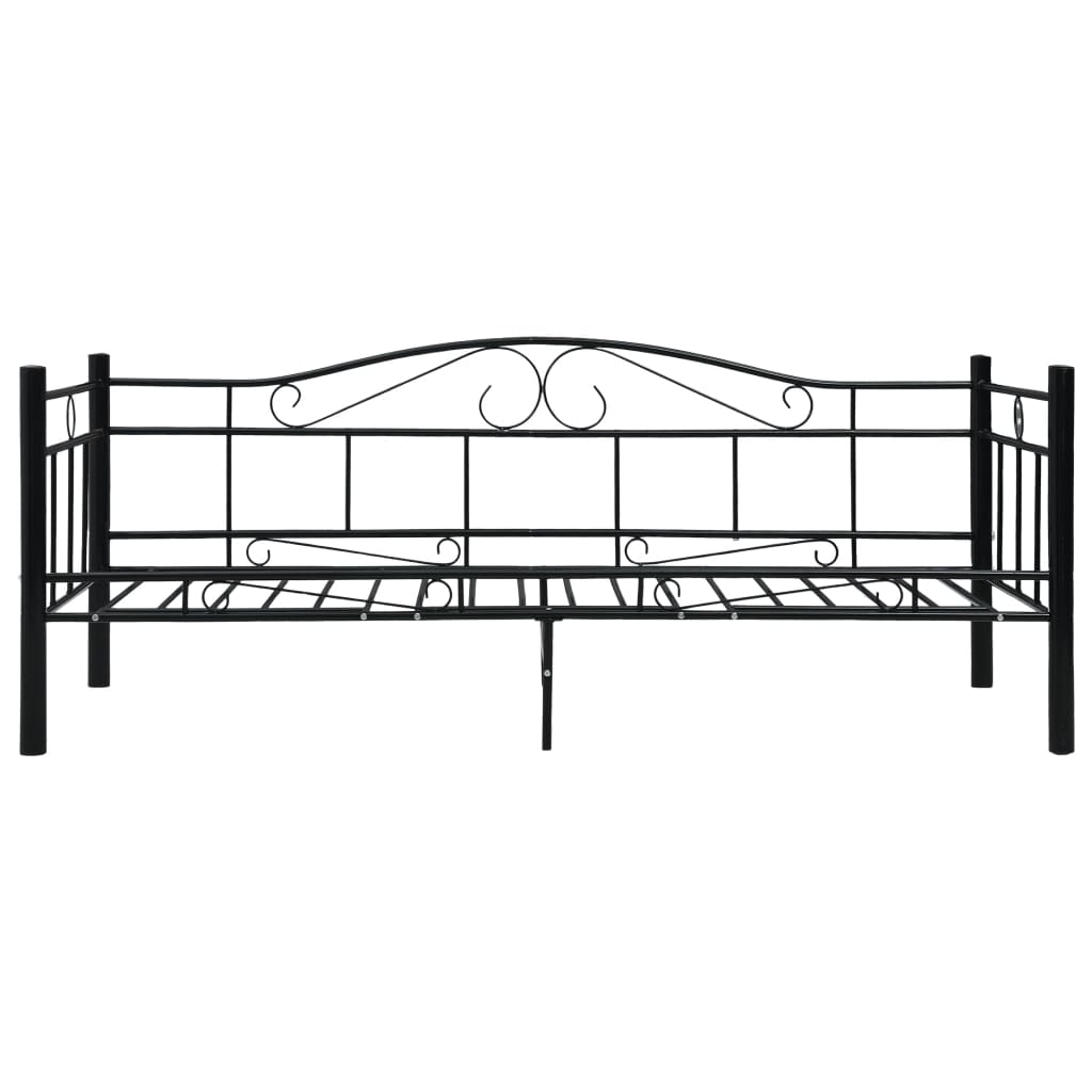 vidaXL Cadru pat de zi, negru, 90x200 cm, metal