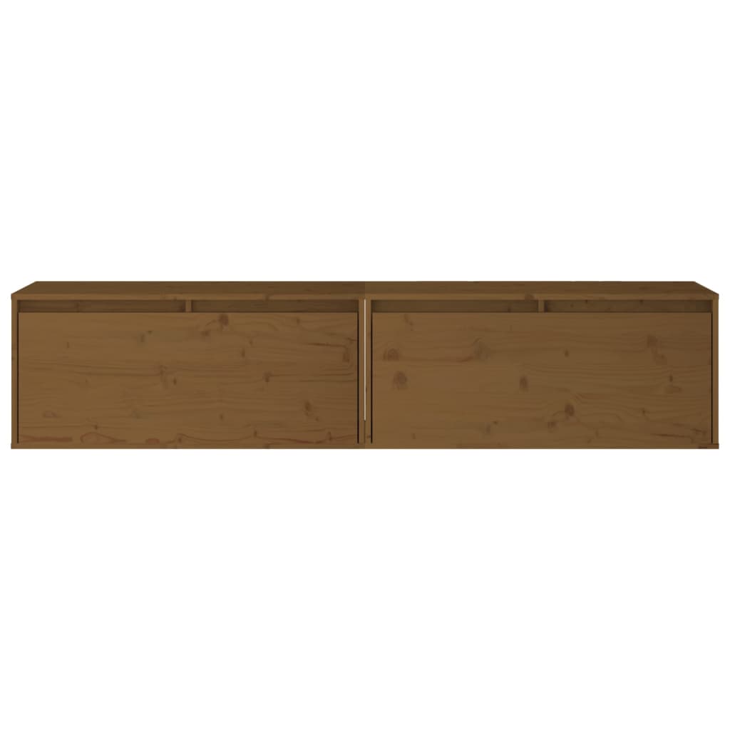 vidaXL Dulapuri perete 2 buc, maro miere, 80x30x35 cm, lemn masiv pin