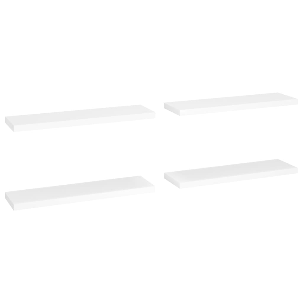 vidaXL Rafturi de perete suspendate, 4 buc., alb, 90x23,5x3,8 cm, MDF