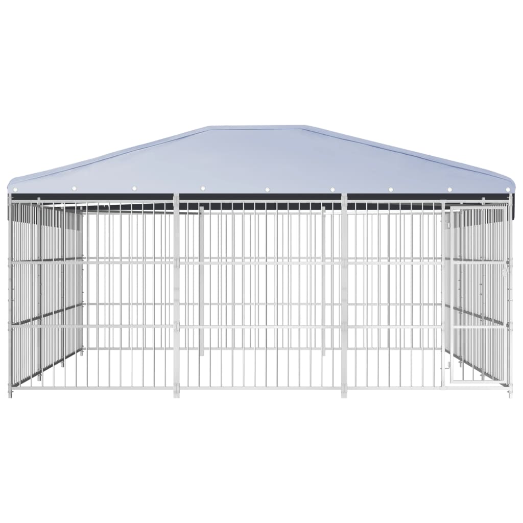 vidaXL Padoc pentru câini de exterior, cu acoperiș, 450x450x200 cm